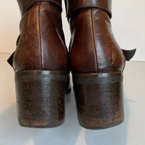 Vic Matie Women’s Size 38 Brown Leather 2.5” Block Heel Western Ankle Boots - Picture 12 of 15